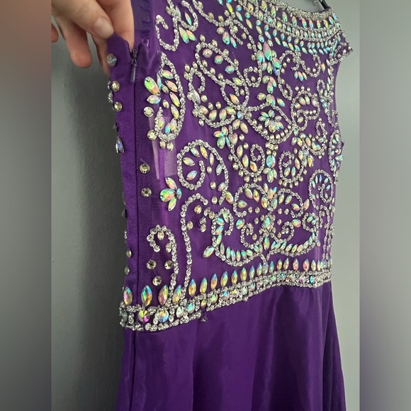 Zachary Alexander Size XL Purple Beaded Prom Dress - Picture 5 of 7